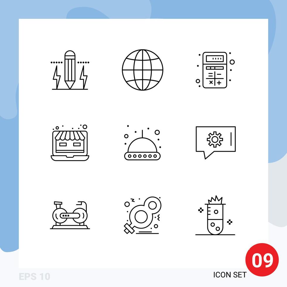 Set of 9 Vector Outlines on Grid for astronomy web add shop interaction Editable Vector Design Elements