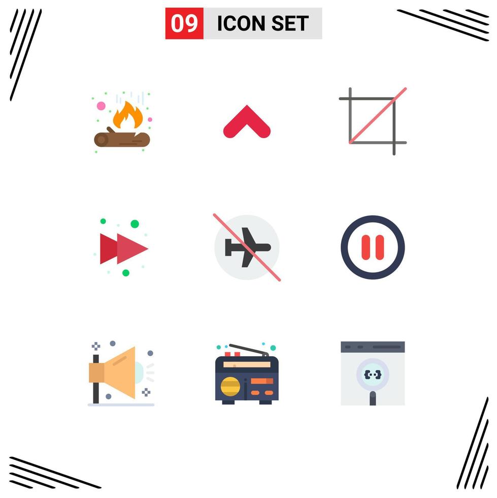 Stock Vector Icon Pack of 9 Line Signs and Symbols for off disabled screen airport forward Editable Vector Design Elements