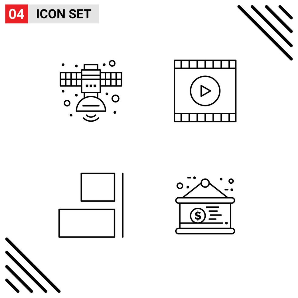 Modern Set of 4 Filledline Flat Colors Pictograph of communication align space user right Editable Vector Design Elements