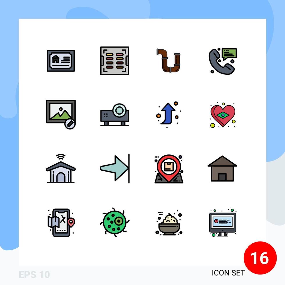 16 Flat Color Filled Line concept for Websites Mobile and Apps messaging message pipe contact water Editable Creative Vector Design Elements