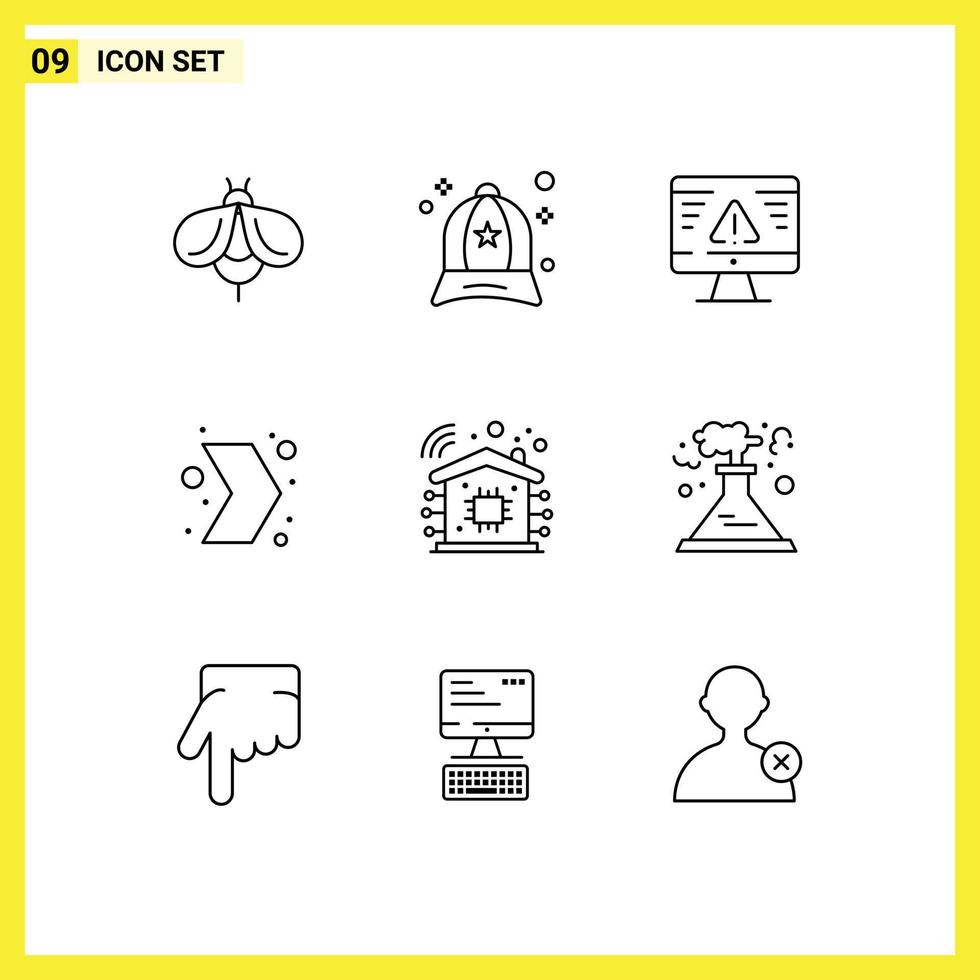 Stock Vector Icon Pack of 9 Line Signs and Symbols for smart home right breach multimedia arrow Editable Vector Design Elements