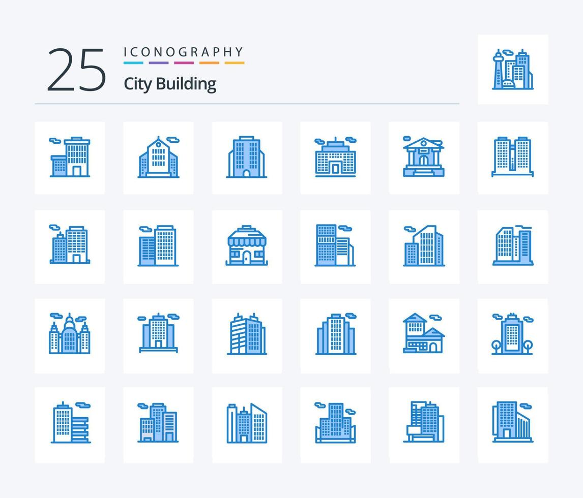 ciudad edificio 25 azul color icono paquete incluso edificio. edificio. lugar. departamento. sociedad vector
