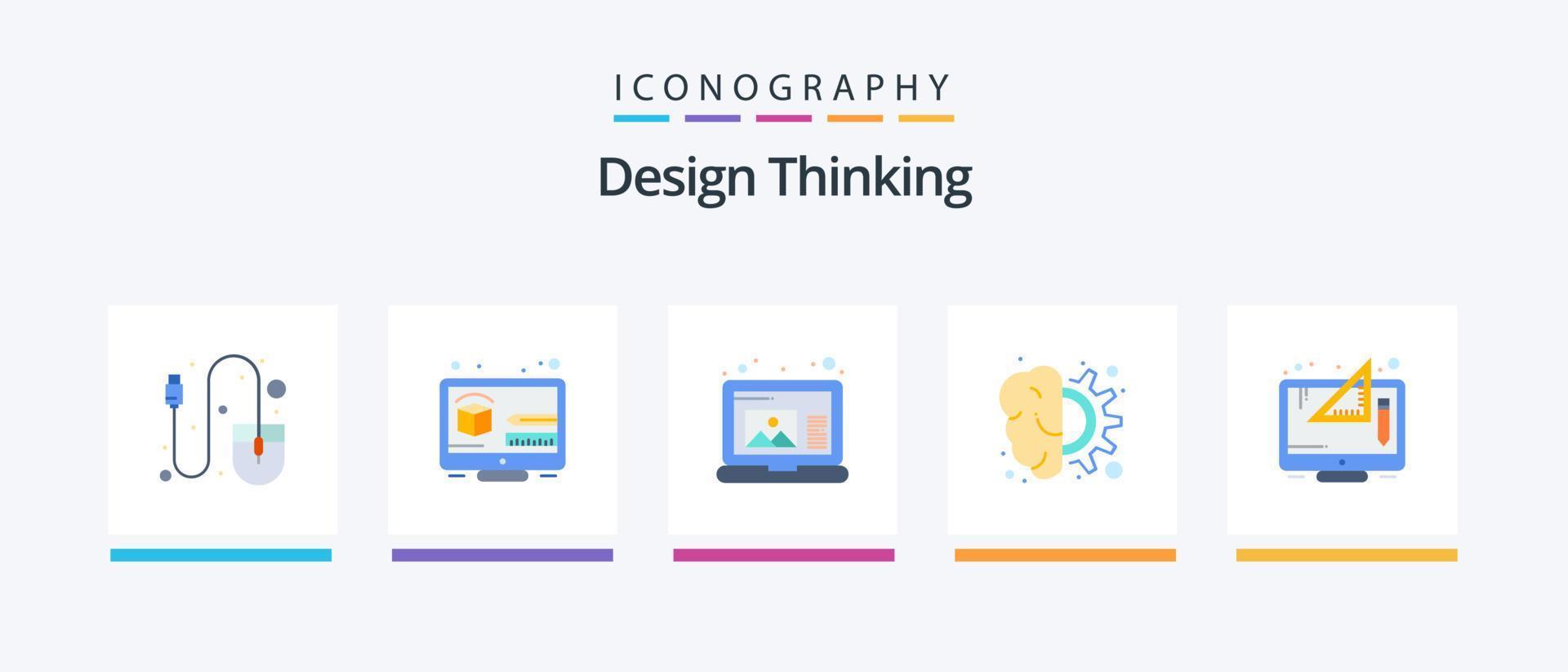 diseño pensando plano 5 5 icono paquete incluso diseño. pensamiento. crear. proceso. diseño. creativo íconos diseño vector