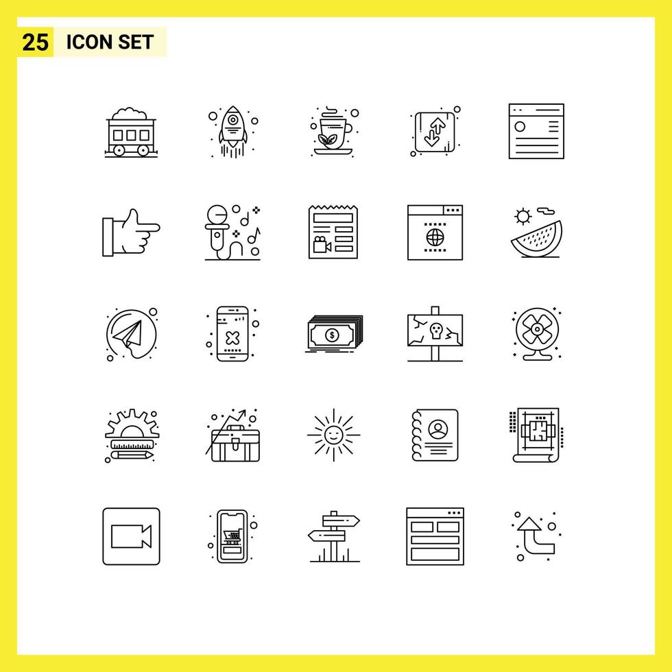 Set of 25 Modern UI Icons Symbols Signs for menu hamburger infusion communication orientation Editable Vector Design Elements