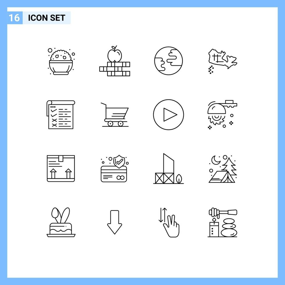 16 Creative Icons Modern Signs and Symbols of cart report globe testing location Editable Vector Design Elements