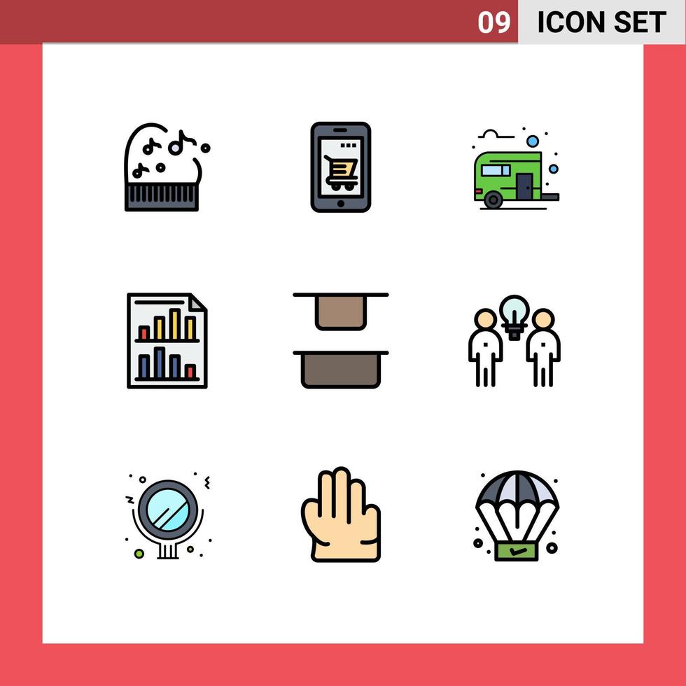 conjunto de 9 9 moderno ui íconos símbolos señales para reporte página autobús datos verano editable vector diseño elementos