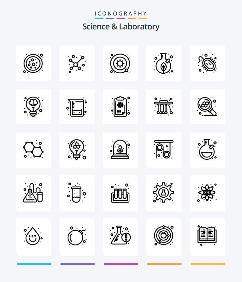 Creative Science 25 OutLine icon pack  Such As virus. bacteria. virus. jar. plant vector