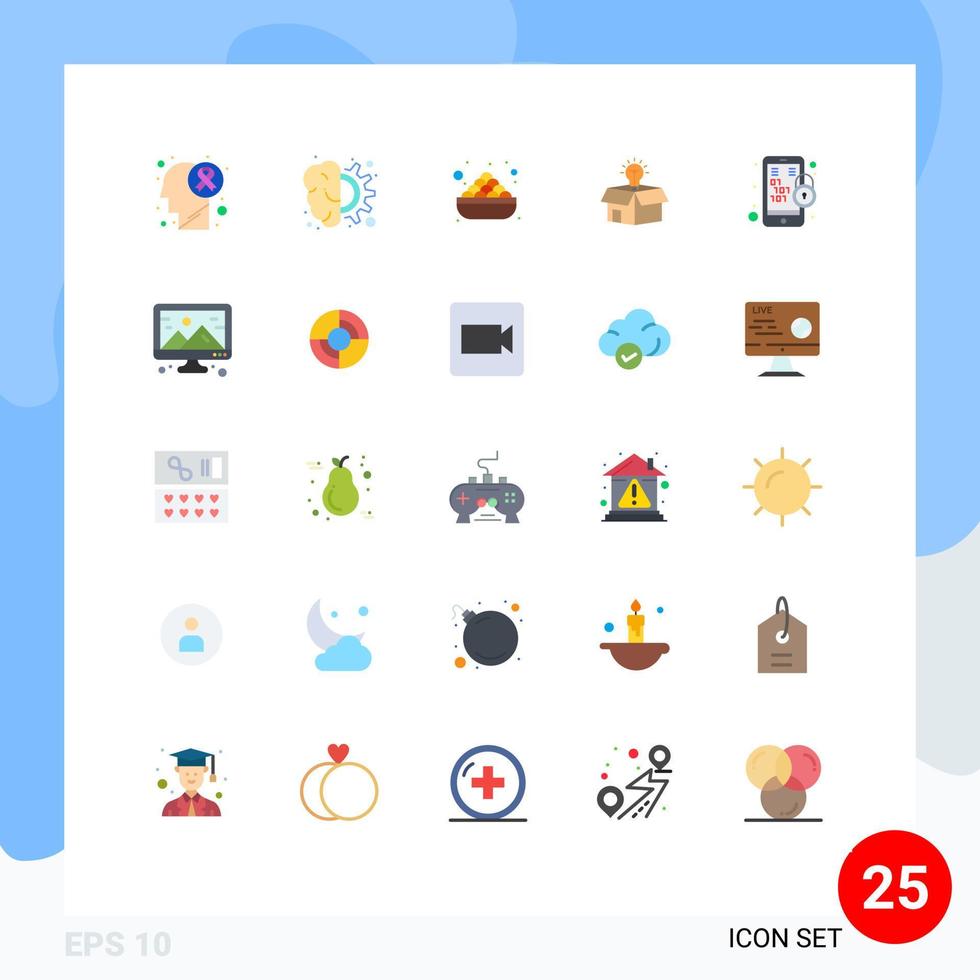 Modern Set of 25 Flat Colors Pictograph of solution business thinking box sweet Editable Vector Design Elements