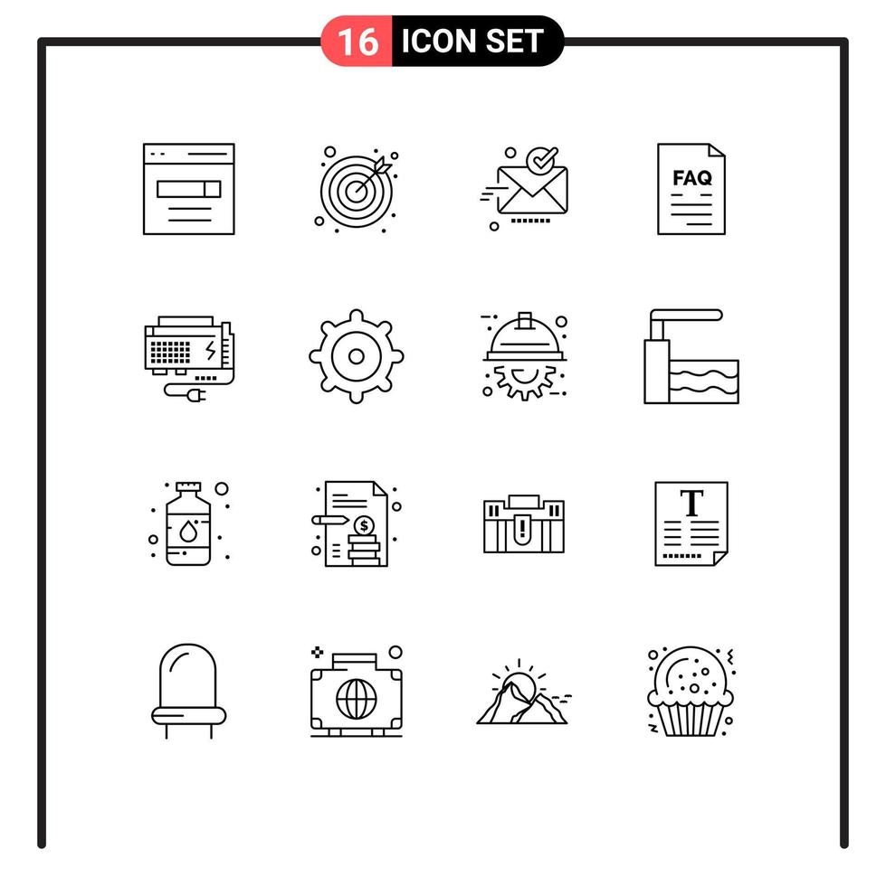 Modern Set of 16 Outlines and symbols such as support file email document good Editable Vector Design Elements