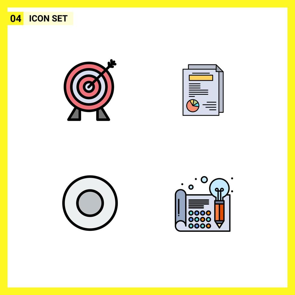 Universal Icon Symbols Group of 4 Modern Filledline Flat Colors of target hotel money report creative Editable Vector Design Elements