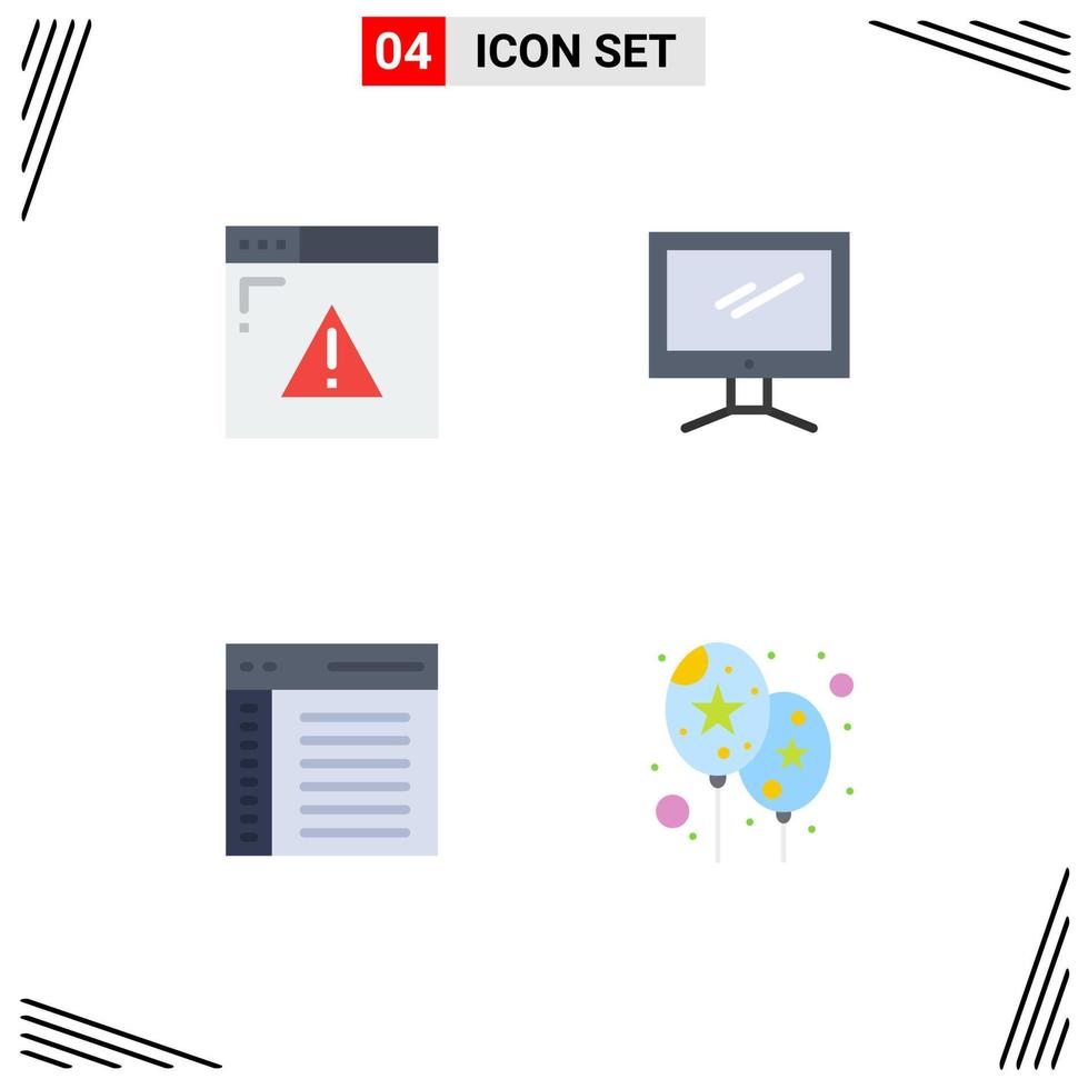 Modern Set of 4 Flat Icons and symbols such as internet app web page device communication Editable Vector Design Elements