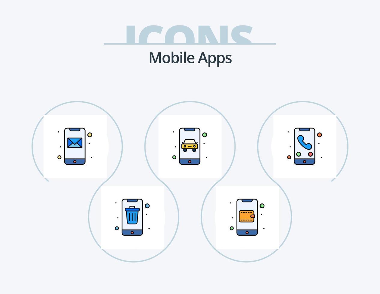 Mobile Apps Line Filled Icon Pack 5 Icon Design. calendar. agenda. technology. money. banking vector