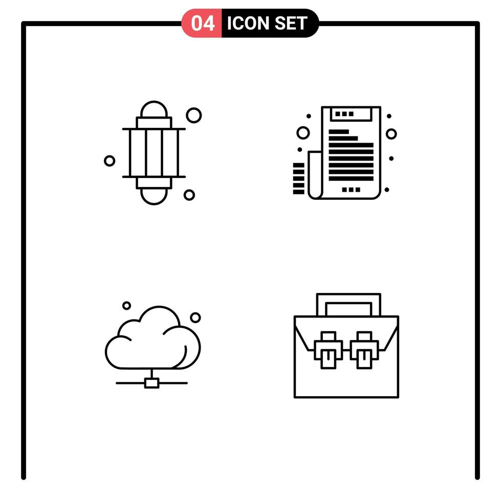 4 Creative Icons Modern Signs and Symbols of islam data ramadan file server Editable Vector Design Elements