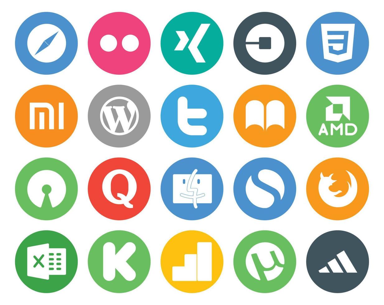 20 Social Media Icon Pack Including question open source xiaomi amd tweet vector