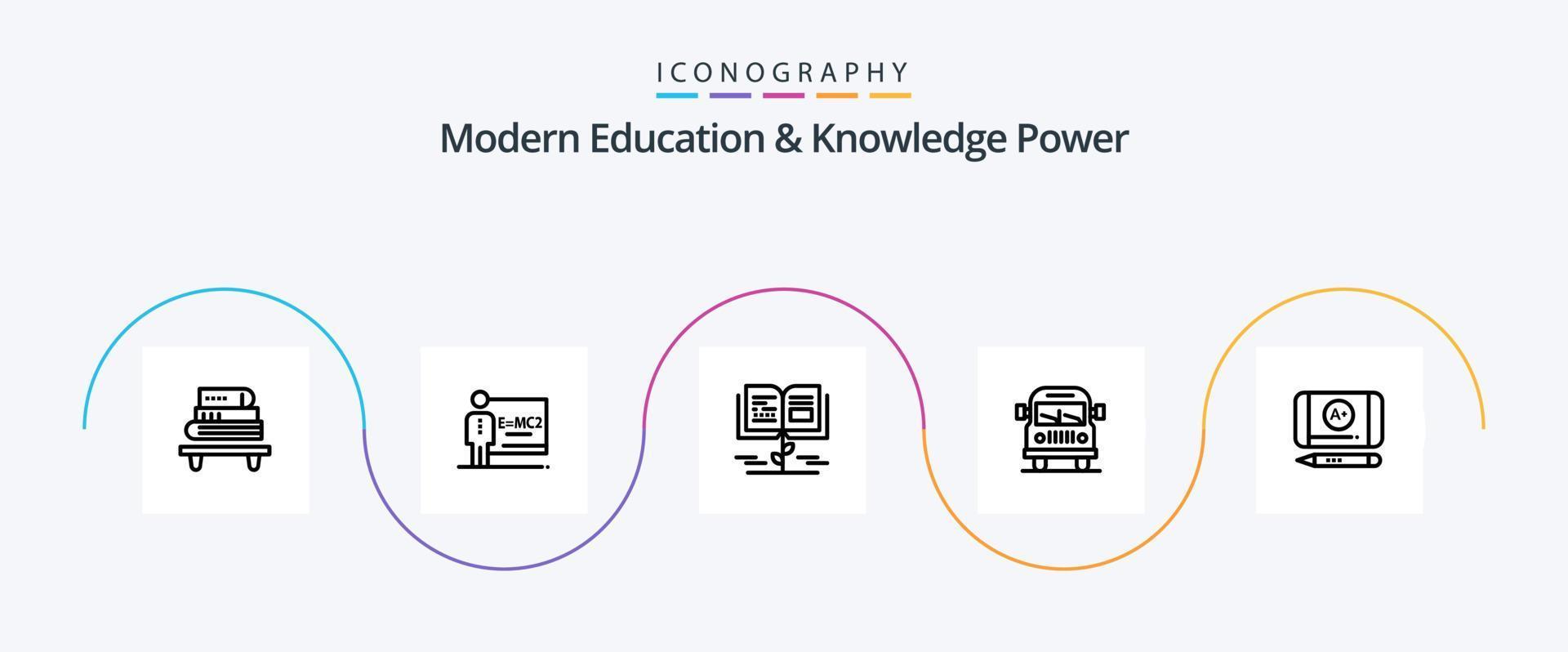 moderno educación y conocimiento poder línea 5 5 icono paquete incluso lograr. educación. crecimiento . vehículo. camión vector