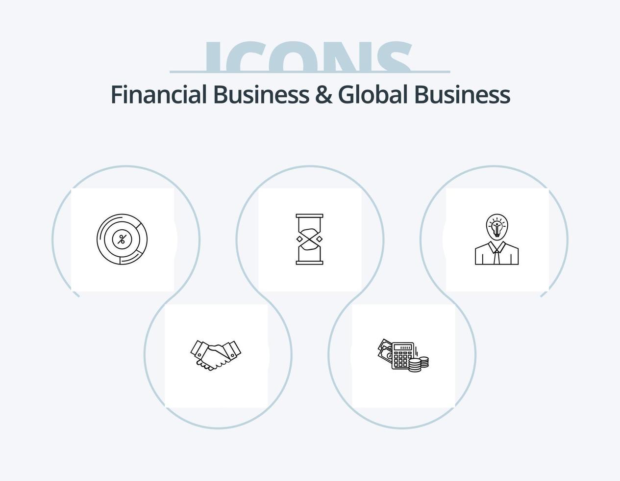 Financial Business And Global Business Line Icon Pack 5 Icon Design. illuminati. file. money. report. card vector