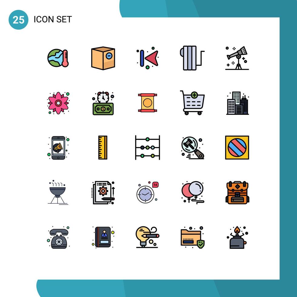 Set of 25 Modern UI Icons Symbols Signs for heater electric minus appliances back Editable Vector Design Elements