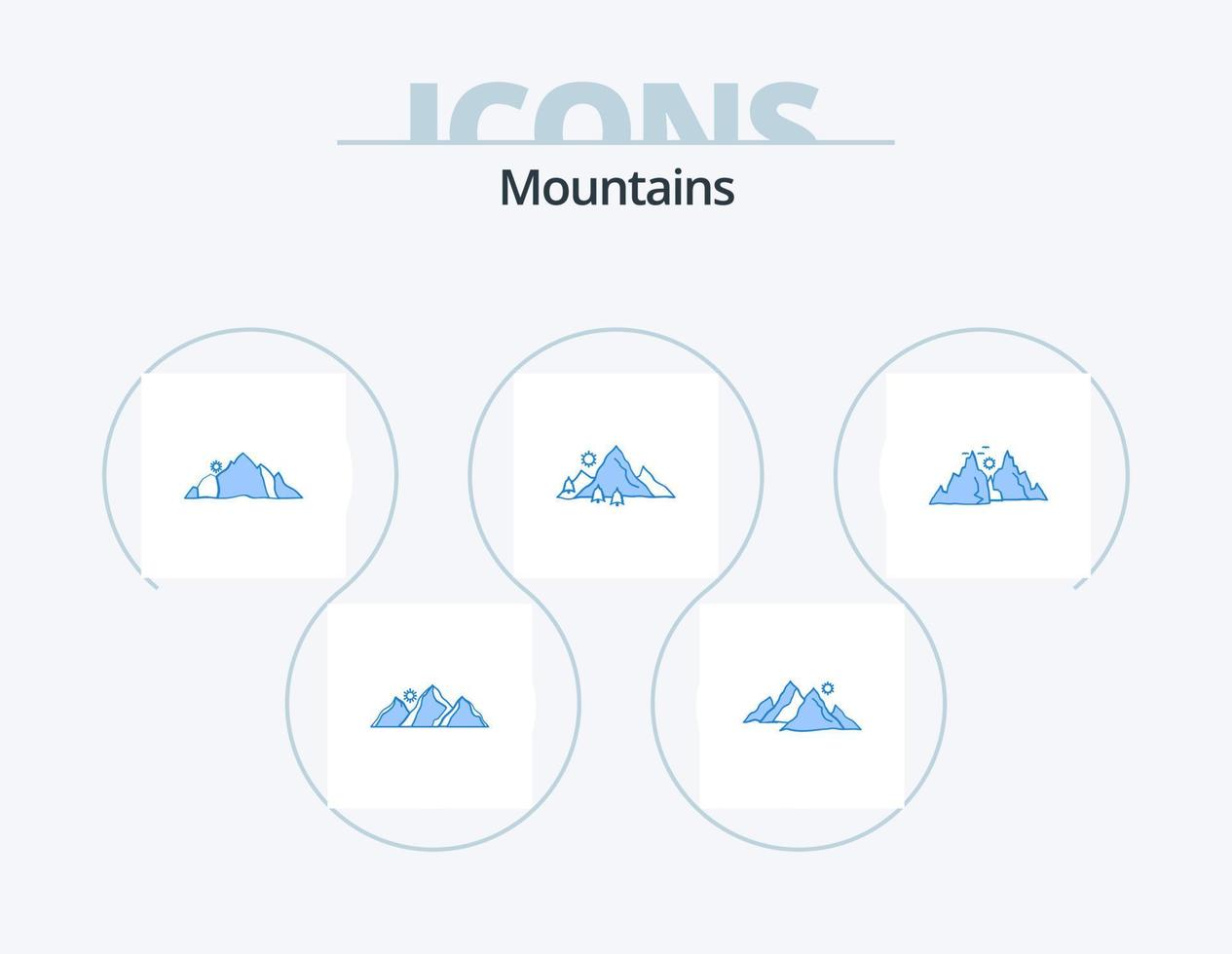 Mountains Blue Icon Pack 5 Icon Design. hill. mountain. mountain. tree. hill vector