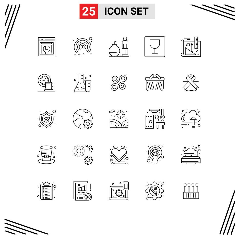 Group of 25 Lines Signs and Symbols for pencil drawing debt art food Editable Vector Design Elements