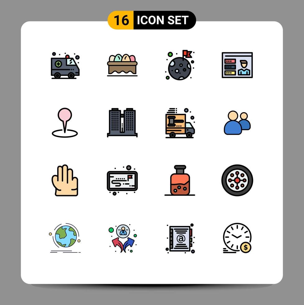 Set of 16 Modern UI Icons Symbols Signs for pin map space location user Editable Creative Vector Design Elements