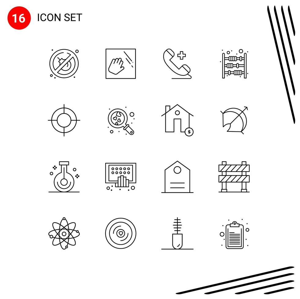 Editable Vector Line Pack of 16 Simple Outlines of location payment phone money duty Editable Vector Design Elements