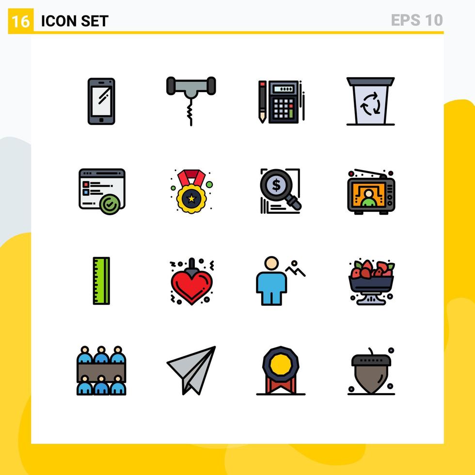 Mobile Interface Flat Color Filled Line Set of 16 Pictograms of development been stork recycle been financial Editable Creative Vector Design Elements