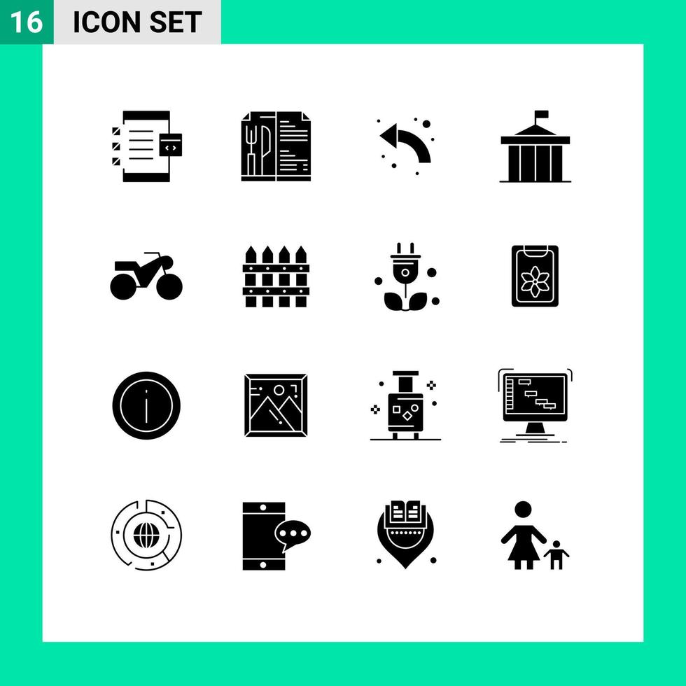 Set of 16 Modern UI Icons Symbols Signs for greece columns arrow citadel up Editable Vector Design Elements