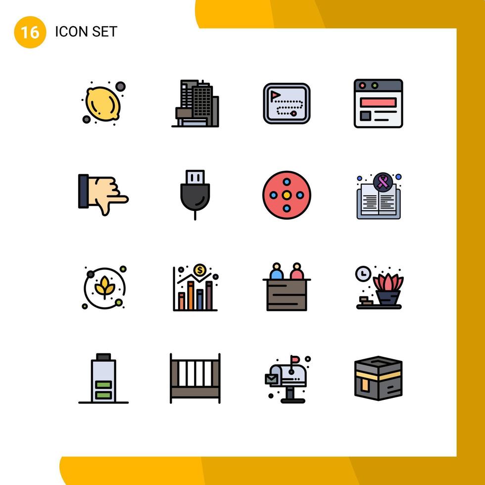 16 Flat Color Filled Line concept for Websites Mobile and Apps electronics vote direction route thumbs down web page Editable Creative Vector Design Elements