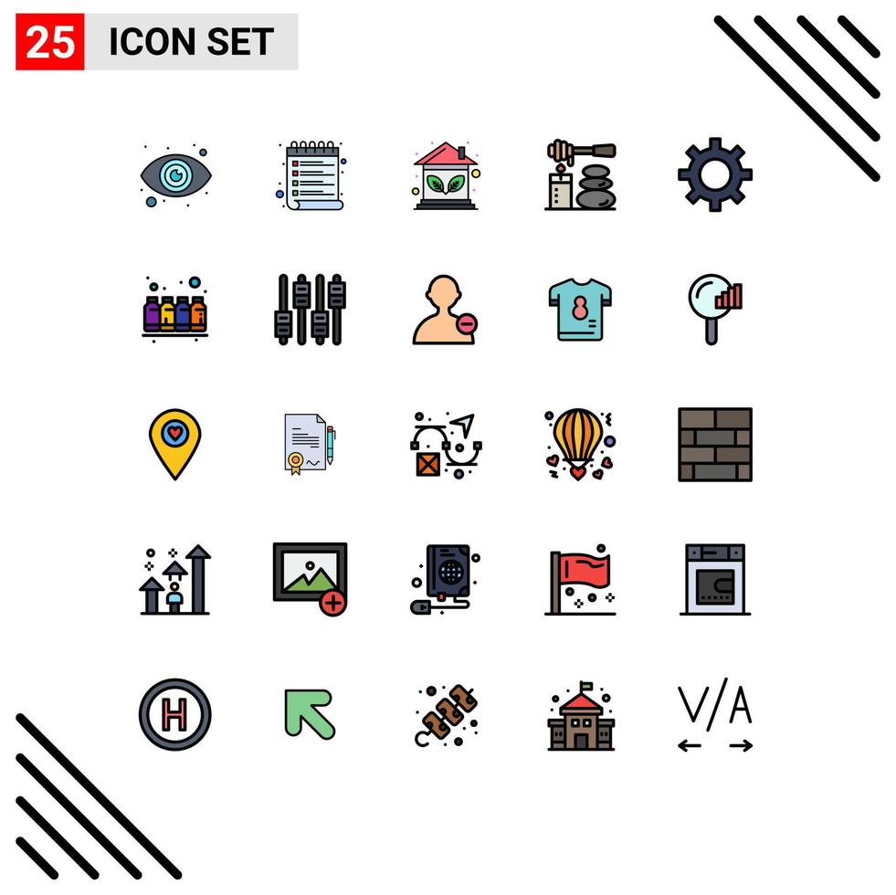 Set of 25 Modern UI Icons Symbols Signs for vehicle configuration setting estate stones relax Editable Vector Design Elements