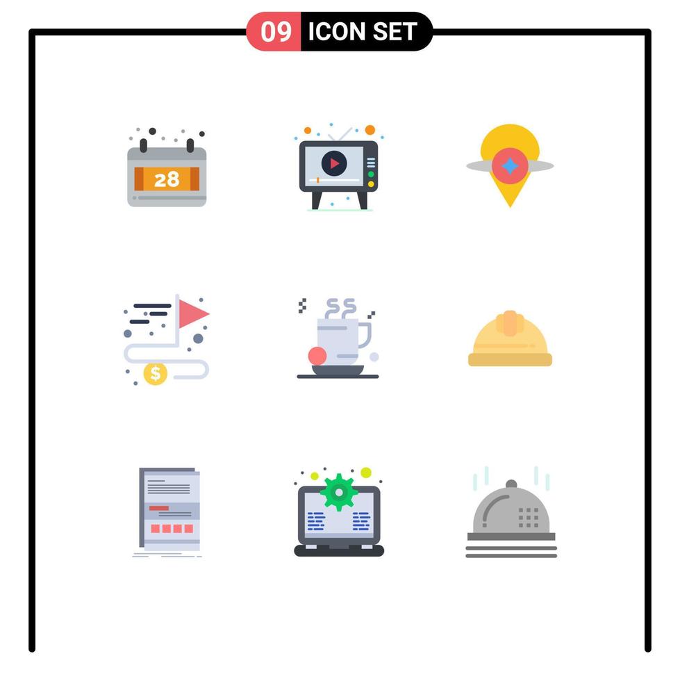 Stock Vector Icon Pack of 9 Line Signs and Symbols for cup goal map complete accomplish Editable Vector Design Elements