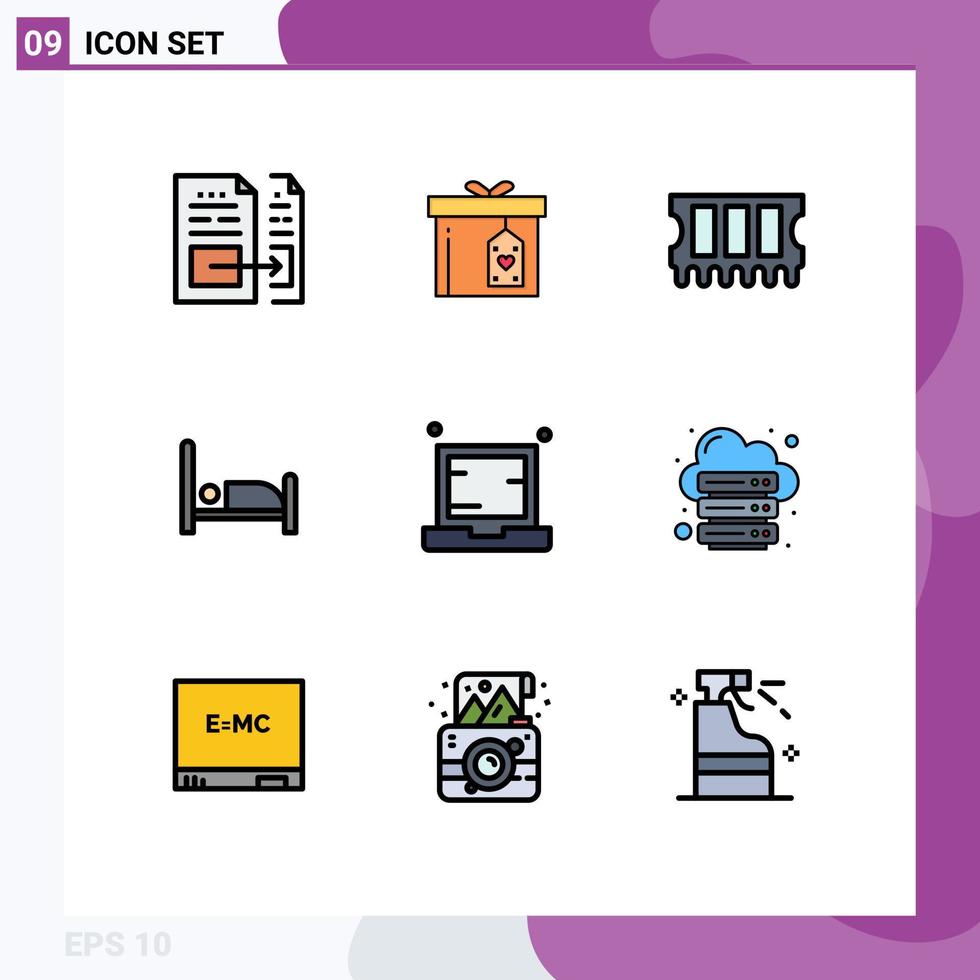 Stock Vector Icon Pack of 9 Line Signs and Symbols for electronic computer delivery patient hospital Editable Vector Design Elements