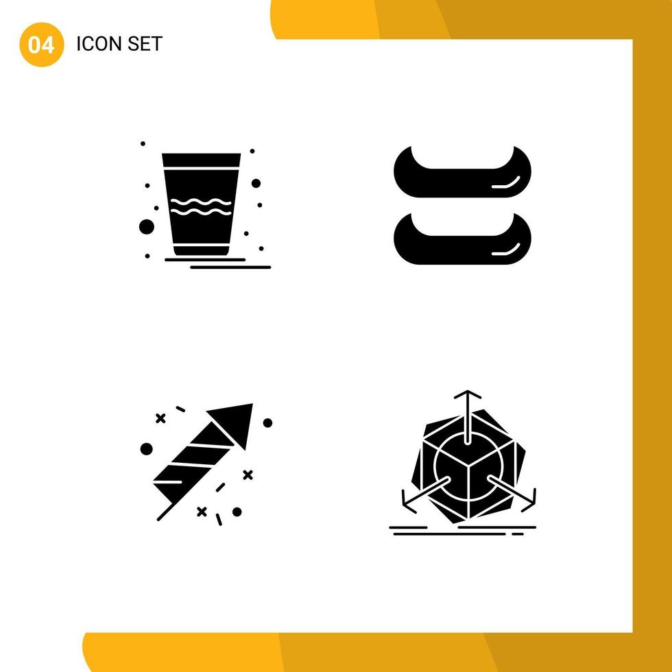 Set of Vector Solid Glyphs on Grid for drink change thandai fire work modification Editable Vector Design Elements