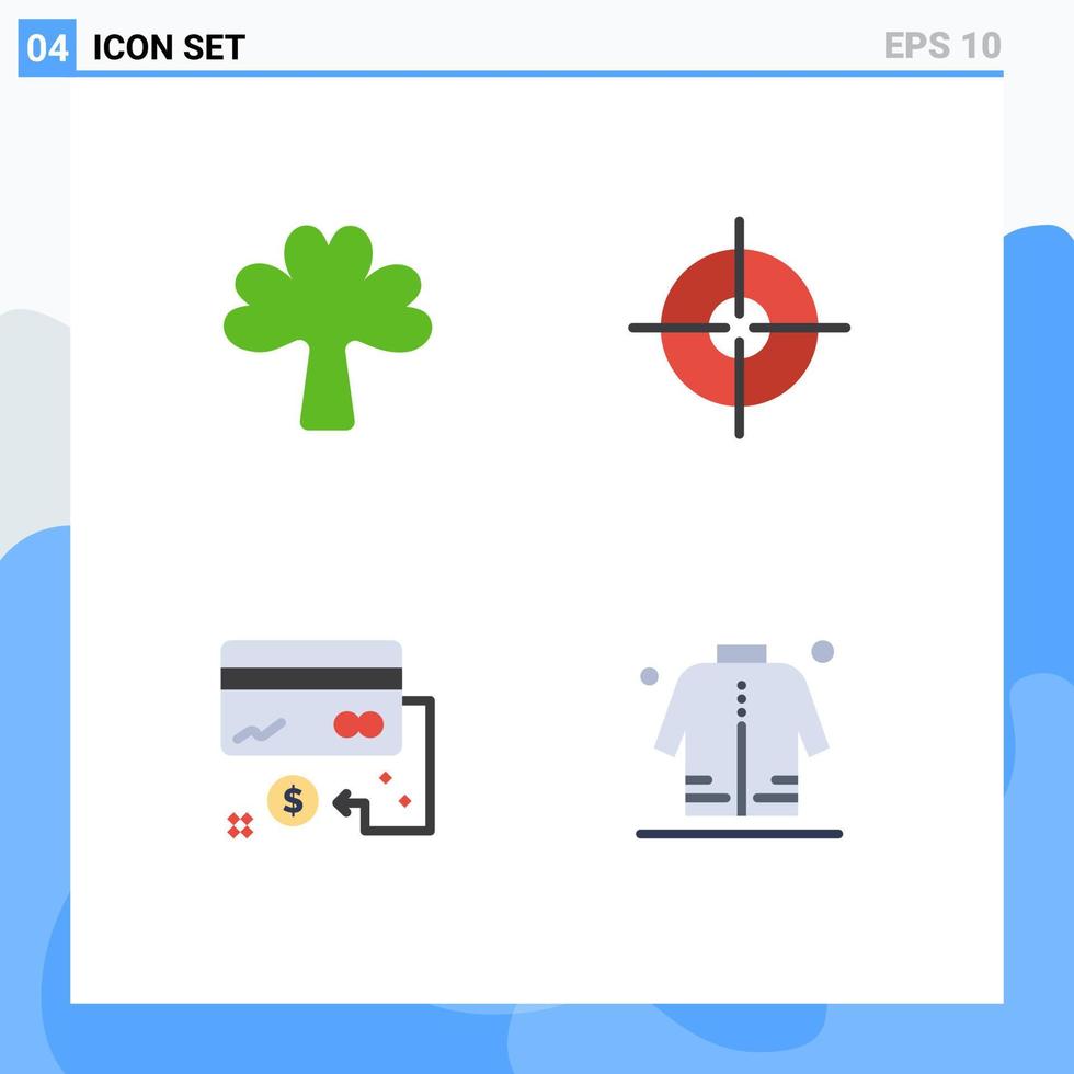 4 Thematic Vector Flat Icons and Editable Symbols of clover card irish science finance Editable Vector Design Elements