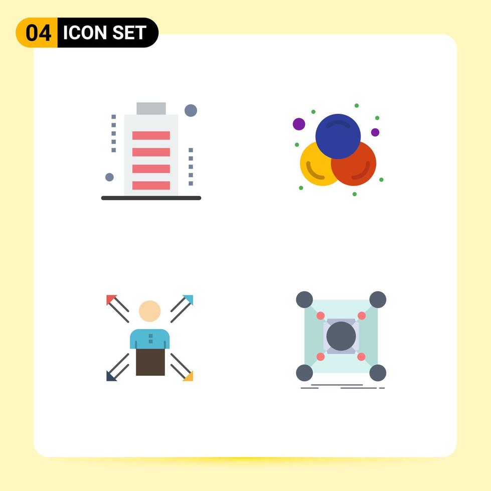 4 Creative Icons Modern Signs and Symbols of battery career full design employee Editable Vector Design Elements
