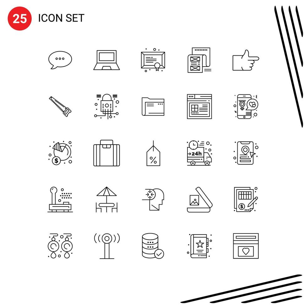 25 Line concept for Websites Mobile and Apps like message diploma email document Editable Vector Design Elements