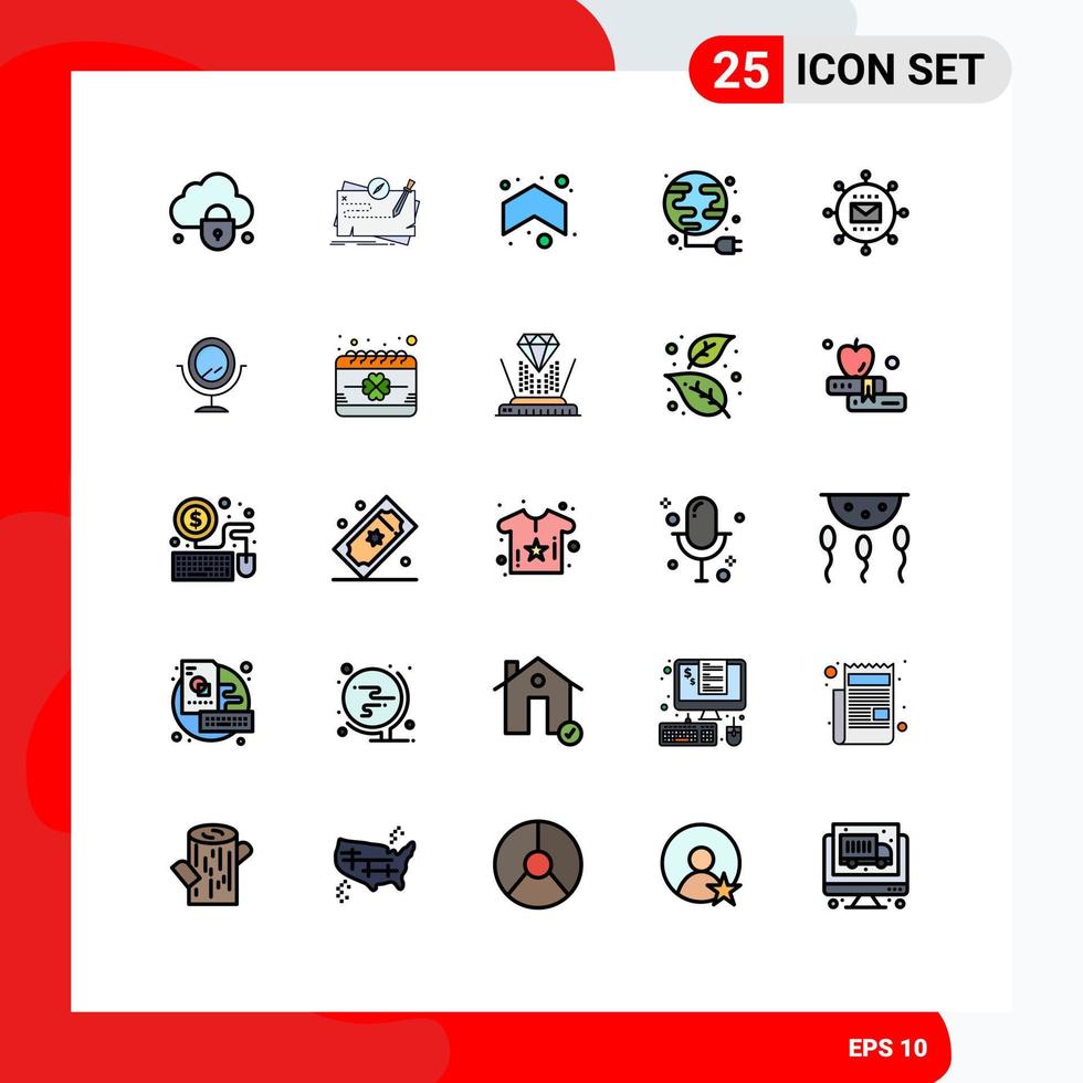 Set of 25 Modern UI Icons Symbols Signs for engine power role plug direction Editable Vector Design Elements