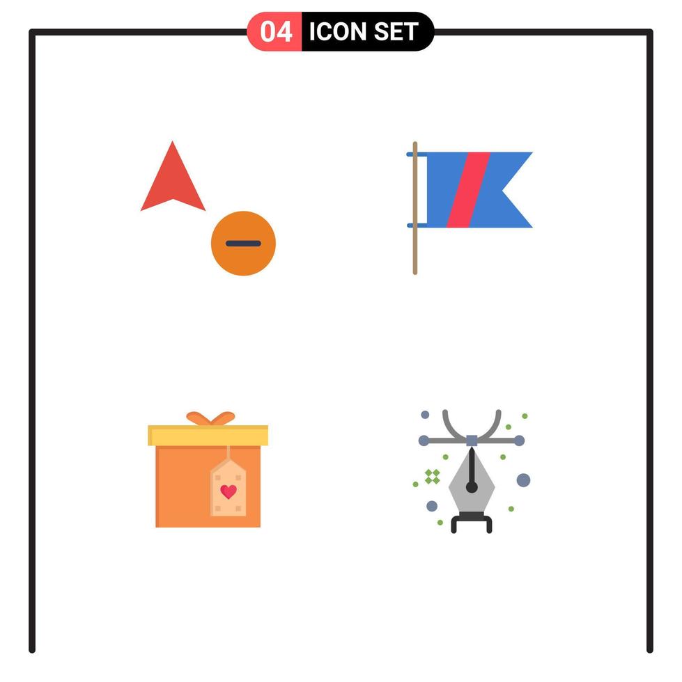 Mobile Interface Flat Icon Set of 4 Pictograms of minus surprize golf flag design Editable Vector Design Elements