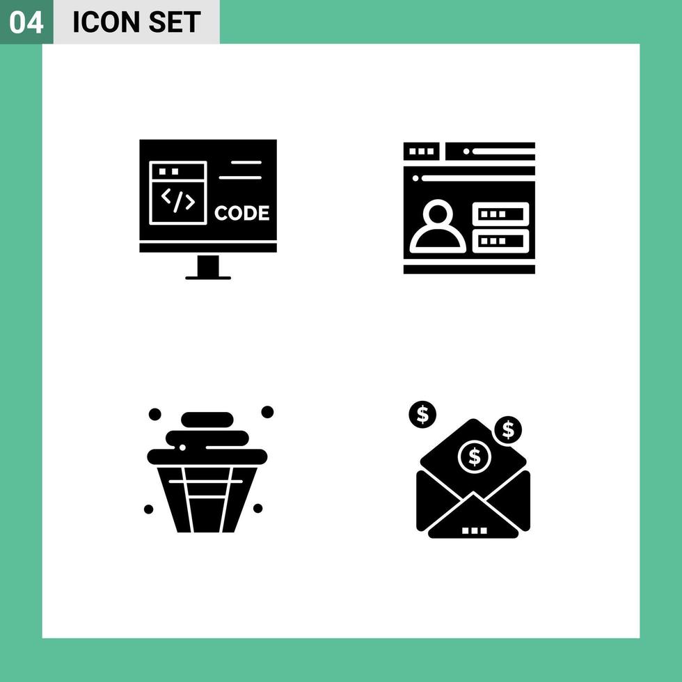 Set of Vector Solid Glyphs on Grid for app cake develop web sweet Editable Vector Design Elements