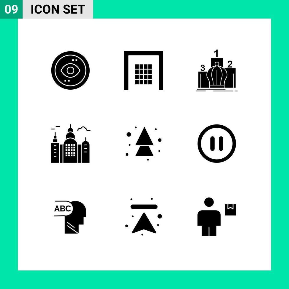 Universal Icon Symbols Group of 9 Modern Solid Glyphs of arrow house sport building monarchy Editable Vector Design Elements