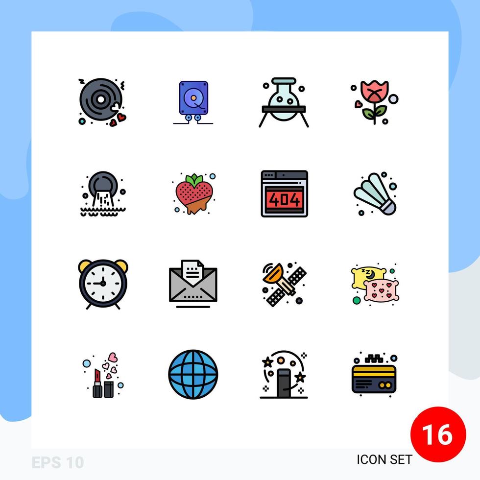 Stock Vector Icon Pack of 16 Line Signs and Symbols for pollution rose biochemistry romance laboratory Editable Creative Vector Design Elements