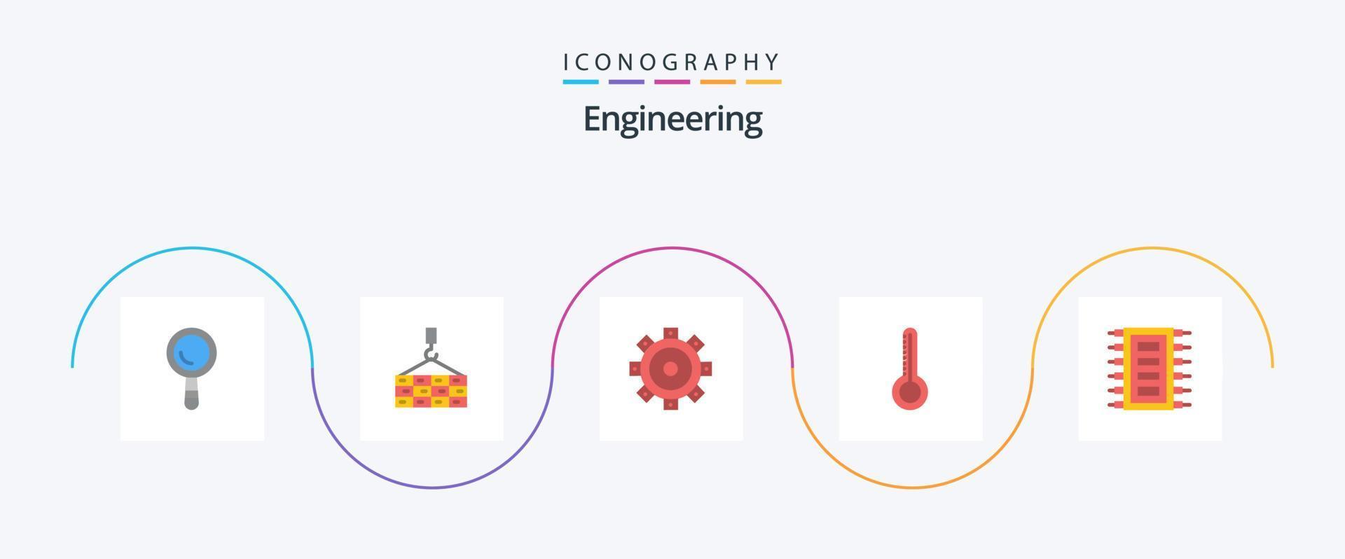 Engineering Flat 5 Icon Pack Including connect. chip. building. hardware. weather vector
