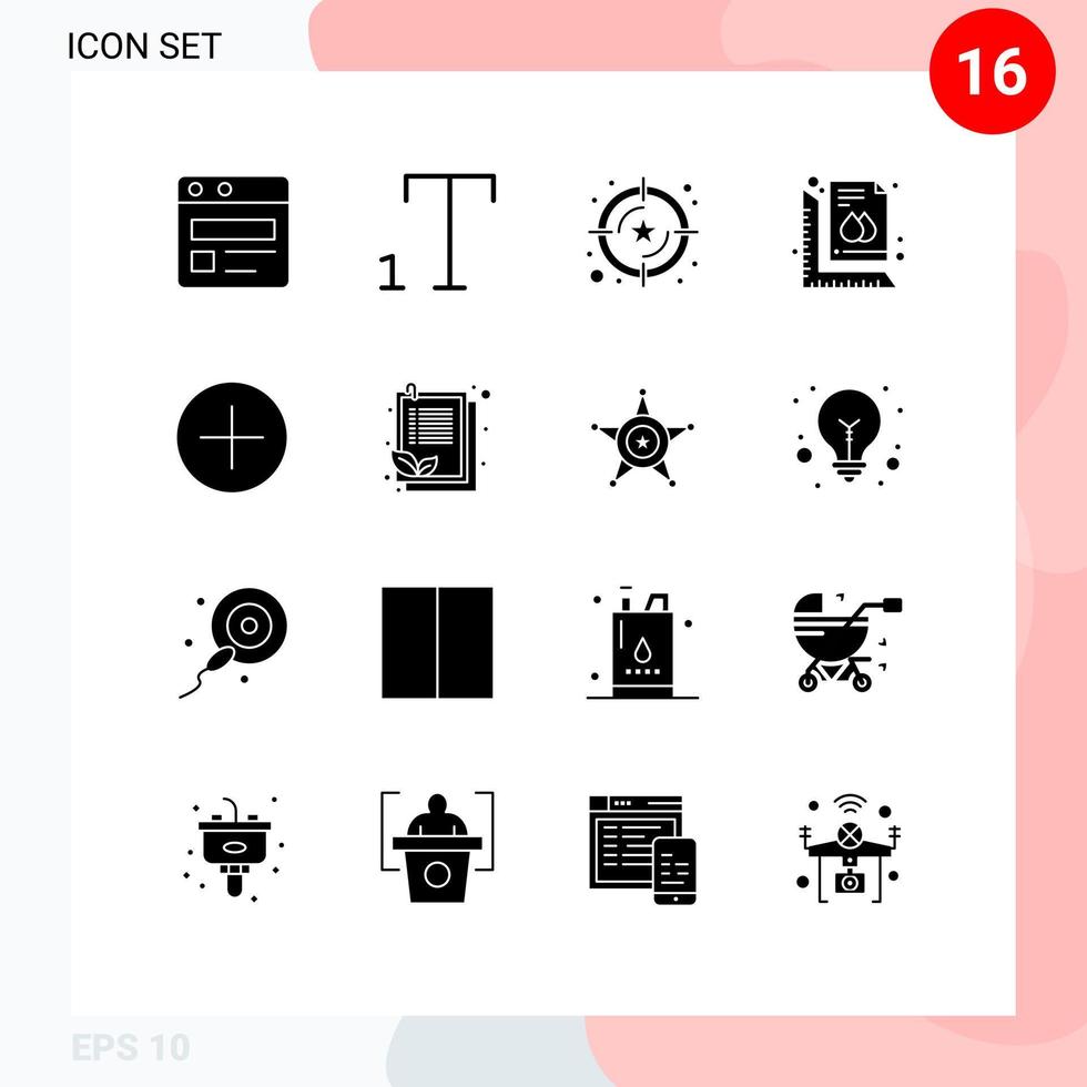 Modern Set of 16 Solid Glyphs and symbols such as check list circle value add print Editable Vector Design Elements