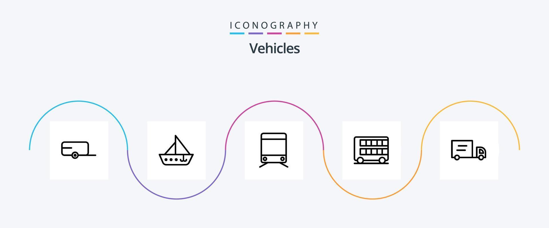 vehículos línea 5 5 icono paquete incluso vehículos transporte. signo. Londres. decker vector