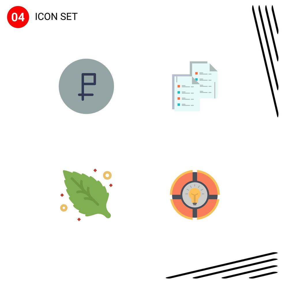 Pictogram Set of 4 Simple Flat Icons of business paper finance analytics environment Editable Vector Design Elements