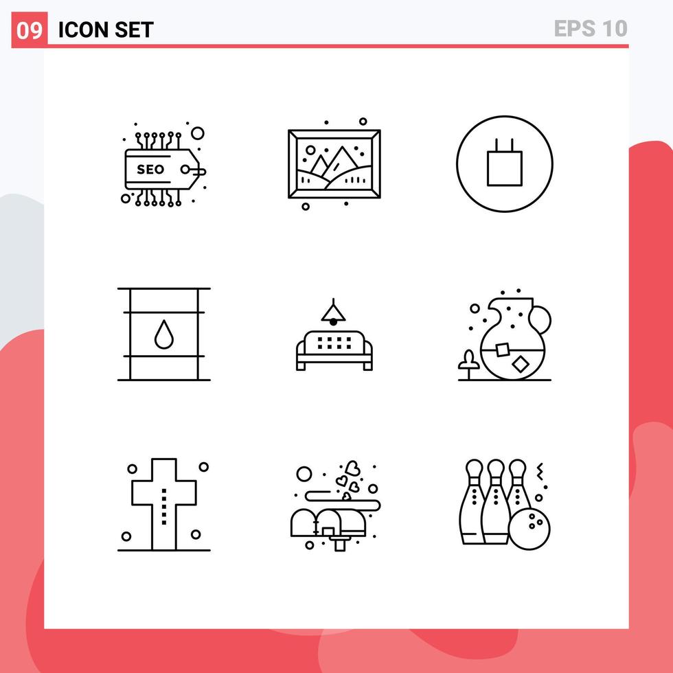 User Interface Pack of 9 Basic Outlines of lump sofa beliefs logistic cylinder Editable Vector Design Elements