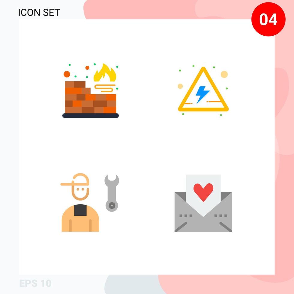 Set of 4 Modern UI Icons Symbols Signs for database repair alert avatar heart Editable Vector Design Elements
