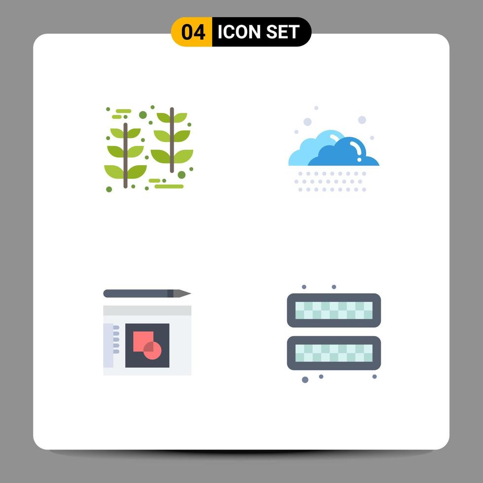 4 Universal Flat Icons Set for Web and Mobile Applications grain presentation wheat weather cold Editable Vector Design Elements