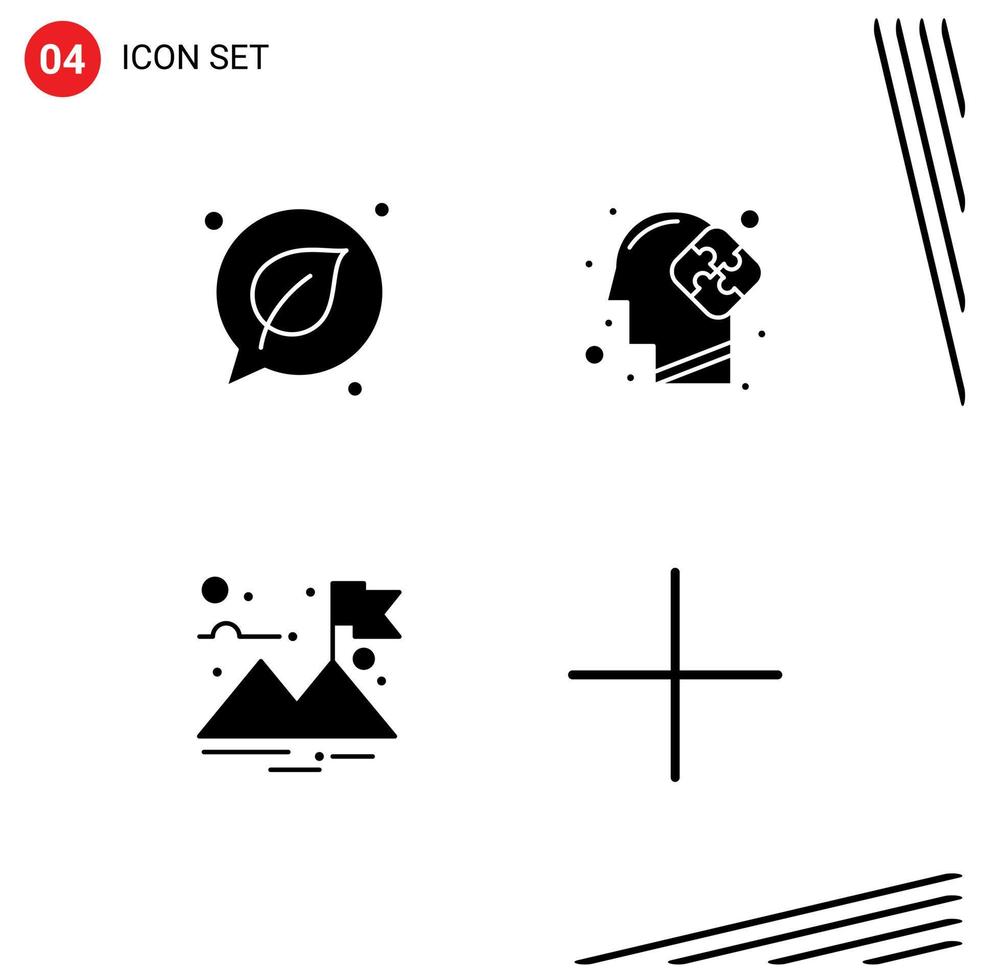 Set of 4 Modern UI Icons Symbols Signs for chat flag save solution add Editable Vector Design Elements