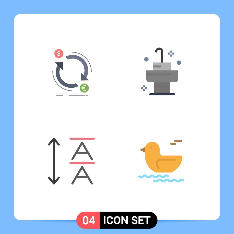 Stock Vector Icon Pack of 4 Line Signs and Symbols for exchange leading money bath river Editable Vector Design Elements