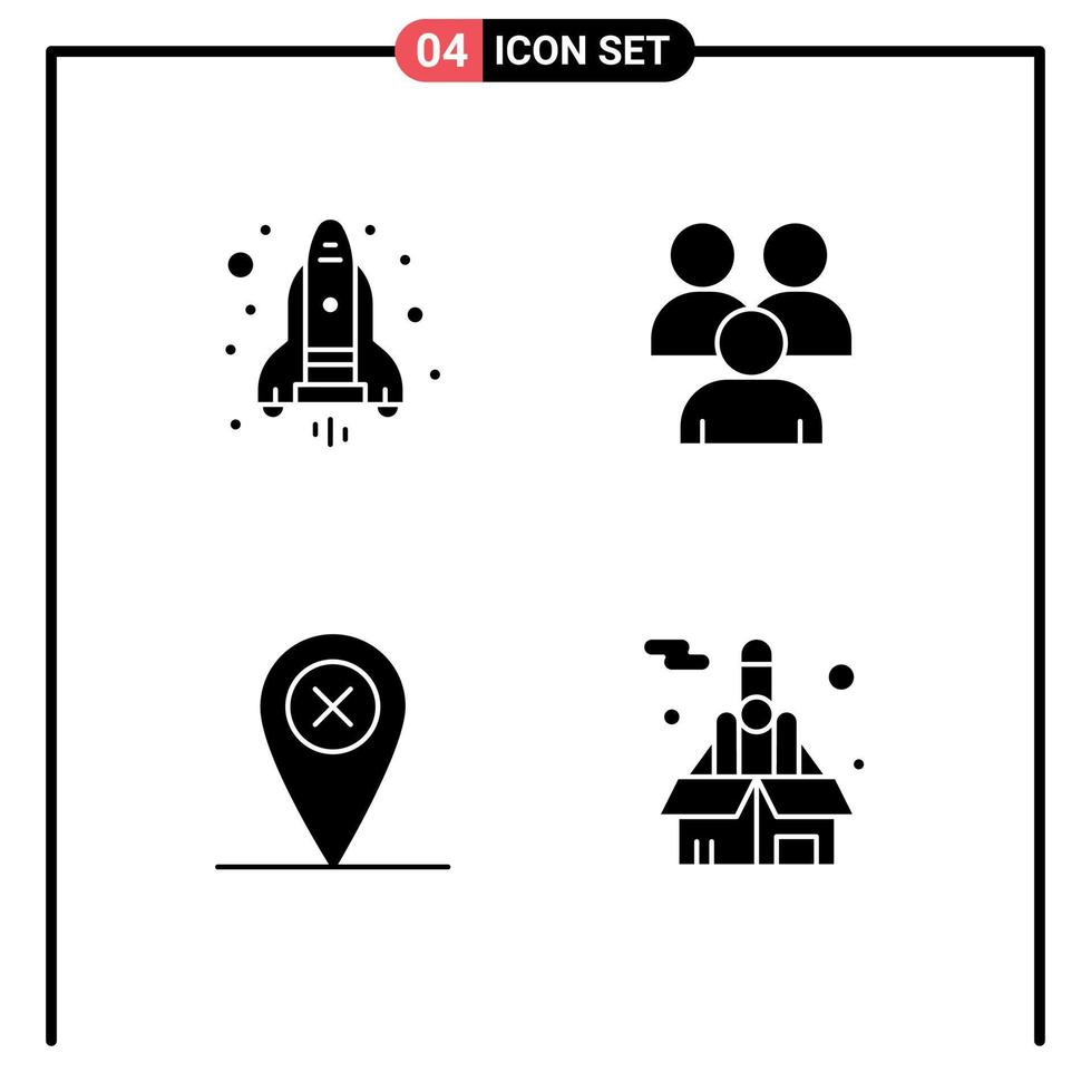 Pack of 4 Modern Solid Glyphs Signs and Symbols for Web Print Media such as flame cross business group business Editable Vector Design Elements
